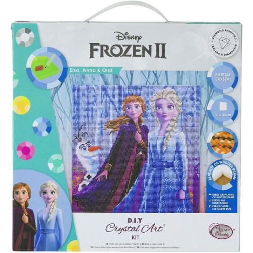 Craft Buddy CAK-DNY700M - Crystal Art, Elsa, Anna & Olaf, Kit, Bild, 30 x 30 cm cm