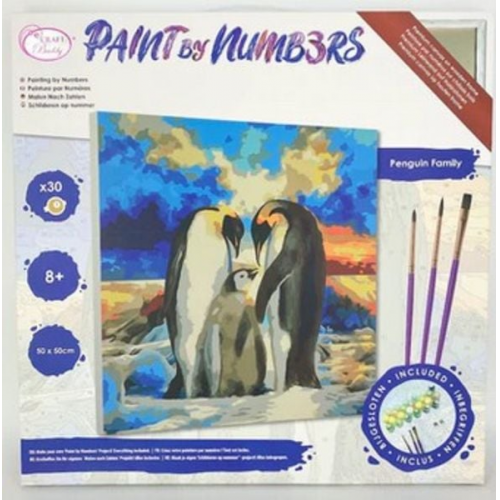 Craft Buddy PBN5050B - Paint by Numbers, Penguin Family, 50x50 cm