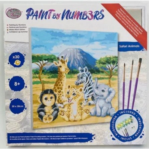 Craft Buddy PBN3030F - Paint by Numbers, Safari Animals, 30x30 cm