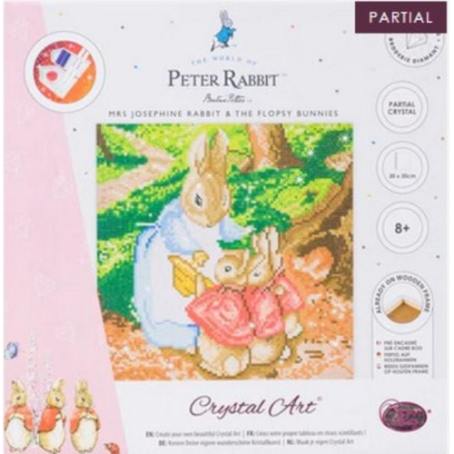 Craft Buddy CAK-PRBT32M - Crystal Art Canvas Kit, Peter Rabbit, Mrs Josephine Rabbit & The Flopsy Bunnies, 30x30 cm, Diamond Painting, Keilrahmen-Set