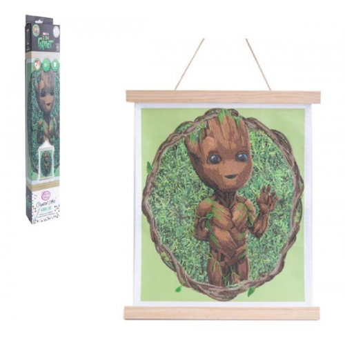 Craft Buddy CAS-MCU901L - Crystal Art Scroll, Marvel Groot, Scrollbild 35x45cm, Kristallkunst-Bastelset