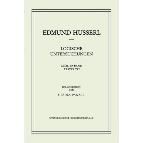 Edmund Husserl U. Panzer - Logische Untersuchungen