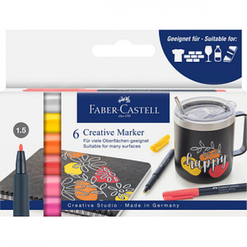 FABER-CASTELL Summer breeze Lackmarker farbsortiert 1,5 mm, 6 St.