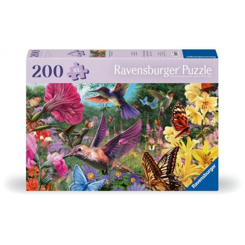 Ravensburger Puzzle 12001369 - Kolibris und Schmetterlinge - 200 Teile Puzzle für ältere Menschen und Senioren, mit größeren, griffigen Puzzleteilen,