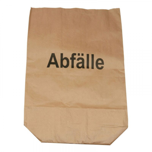 Papier Müllsäcke  70 L Druck Abfälle  55 x 85 + 20 cm 2-lagig braun 25 Stk.