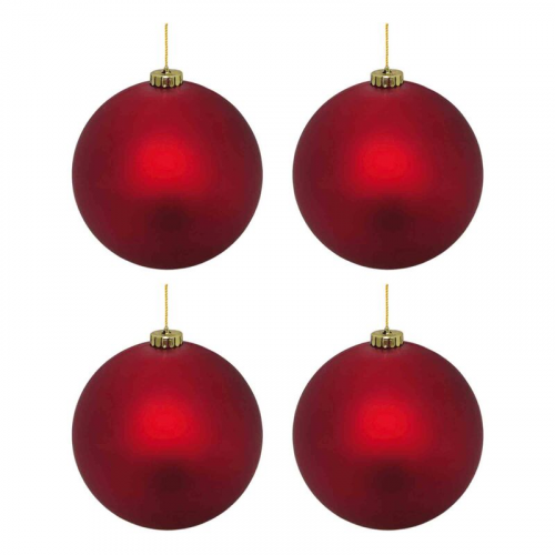 Weihnachtskugeln Christbaumkugeln aus Kunststoff rot matt, O10cm, 4 Stk.