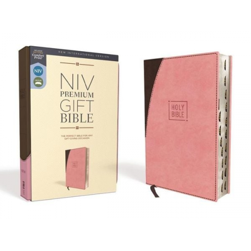 Zondervan - Niv, Premium Gift Bible, Leathersoft, Pink/Brown, Red Letter Edition, Indexed, Comfort Print