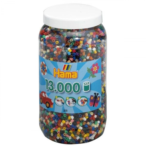 Hama® Bügelperlen Dose mit 13000 Perlen, Volltonmix.