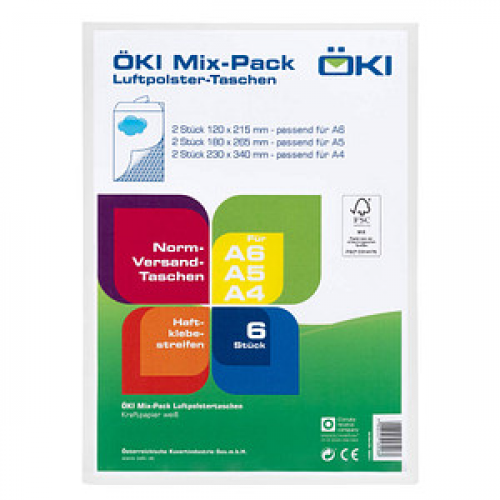 ÖKI Luftpolstertaschen Mix-Pack weiß für DIN A4, A5, A6