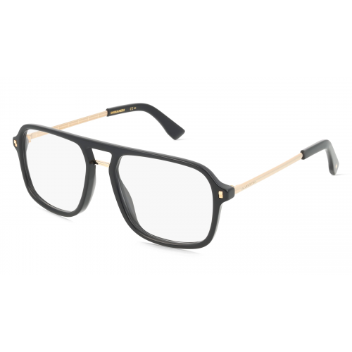 Dsquared2	 D2 0055 Herren-Brille inkl. Gläser Vollrand Pilot Acetat-Gestell 54mm/18mm/145mm, schwarz