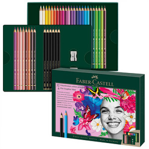 FABER-CASTELL Polychromos & Pitt Graphite Matt Malset farbsortiert, 40 St.