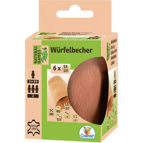 Natural Games Lederwürfelbecher mit 6 Würfeln