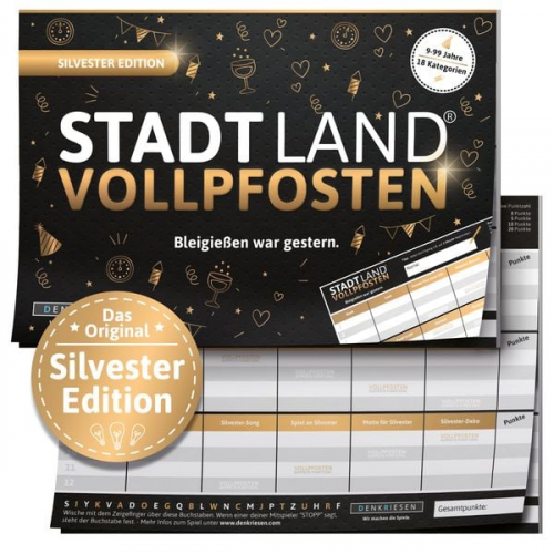 Denkriesen - Stadt Land Vollpfosten® - Silvester Edition - "bleigießen War Gestern."