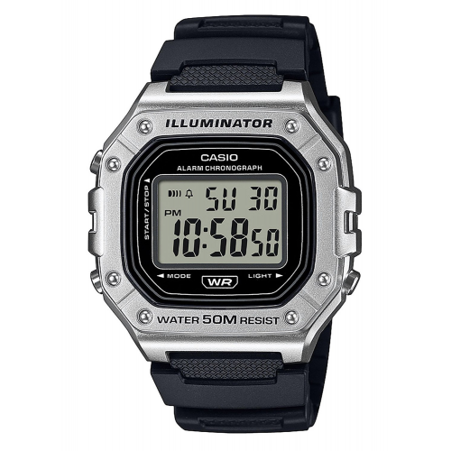 Casio W-218HM-7AVEF Herren-Digitaluhr Schwarz/Stahlfarben