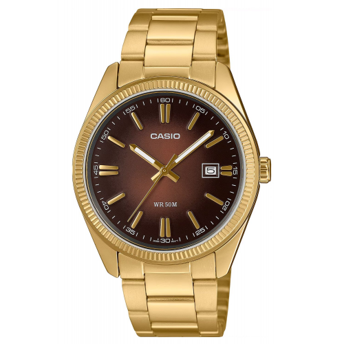 Casio MTP-1302PGC-5AVEF Unisex Uhr Timeless Goldfarben/Braun