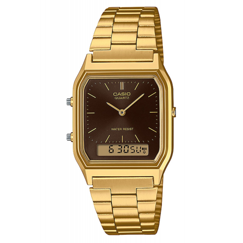 Casio AQ-230GA-5AMQYES Collection Edgy Armbanduhr Ana-Digi Goldfarben/Braun