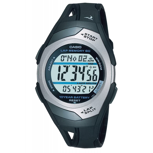 Casio STR-300C-1VEF Sports Damen- und Jugenduhr Digital Schwarz/Silberfarben