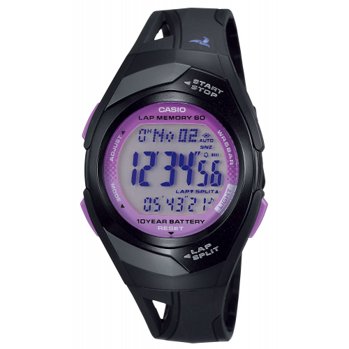 Casio STR-300-1CEG Sports Damen- und Jugenduhr Digital Schwarz/Lila