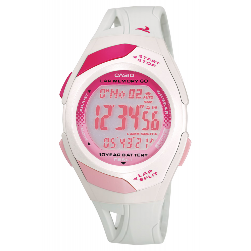 Casio STR-300-7EG Sports Digital Damenuhren Weiß/Pink