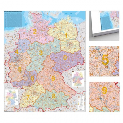 Heinrich Stiefel - Deutschland Postleitzahlen Karte zum Pinnen auf EasyPrint - Platte