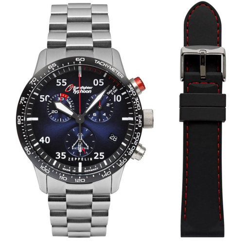 Zeppelin 7298M-3 Set Herren-Chronograph Eurofighter mit 2 Armbändern