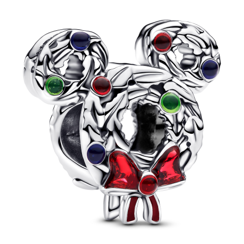 Pandora 793531C01 Silber Charm Disney Micky Maus Weihnachtskranz