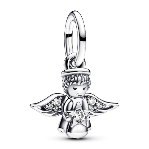 Pandora 793598C01 Charm-Anhänger Silber Funkelnder Engel