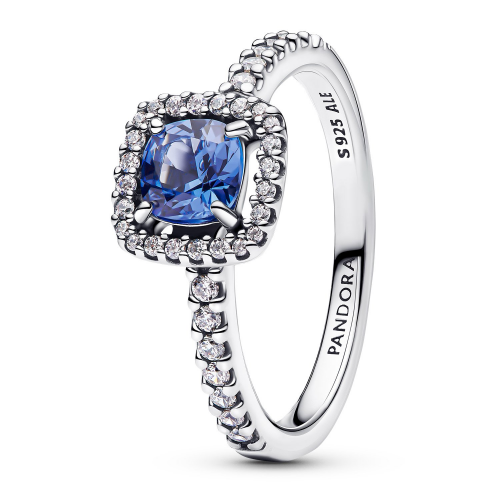 Pandora 193555C01 Damen-Ring Silber Funkelndes Quadrat Blau