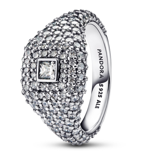 Pandora 193556C01 Cocktailring für Damen Silber Quadratisches Pavé