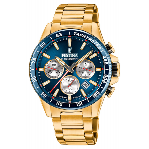 Festina F20634/2 Herrenuhr Chronograph Goldfarben/Blau