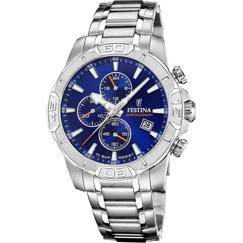 Festina F20704/2 Herrenuhr Chronograph Stahl/Blau