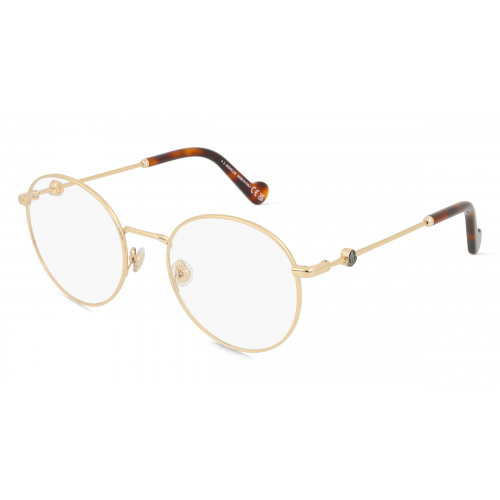 Moncler ML5107 Unisex-Brille inkl. Gläser Vollrand Rund Metall-Gestell 51mm/20mm/145mm, gold