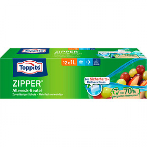 12 Toppits Gefrierbeutel ZIPPER 1,0 l