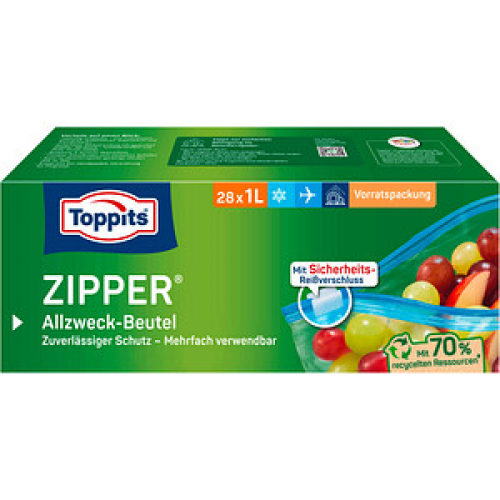 28 Toppits Gefrierbeutel ZIPPER 1,0 l