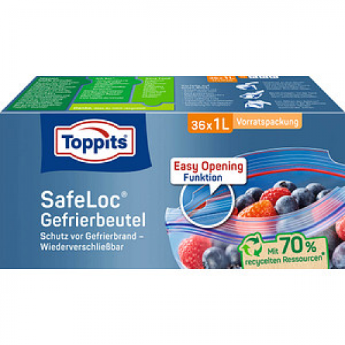 36 Toppits Gefrierbeutel SafeLoc 1,0 l