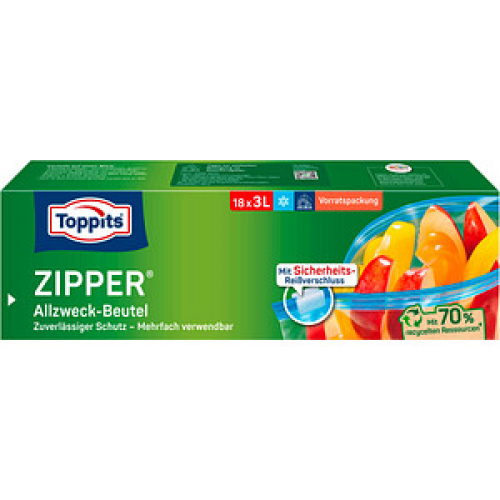 18 Toppits Gefrierbeutel ZIPPER 3,0 l