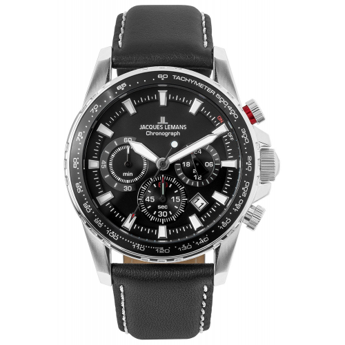 Jacques Lemans 1-2099A Herrenuhr Chronograph Liverpool Schwarz