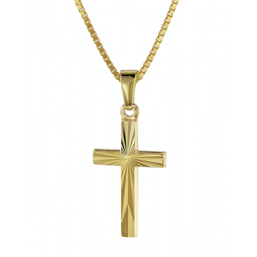 trendor 08508 Kreuz für Kinder Gold 333/8 Karat 18 mm + goldplattierte Kette