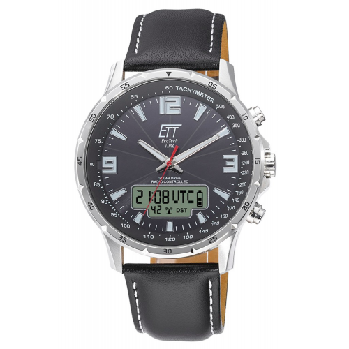 ETT Eco Tech Time EGS-11550-21L Funk-Solar Herrenuhr Professional mit Lederband