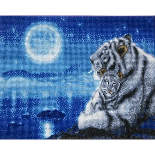 Craft Buddy CAK-KN1 - Lullaby White Tigers, 40x50cm Crystal Art Kit, Diamond Painting