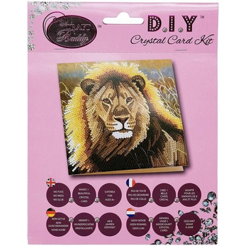 Craft Buddy CCK-A13 - Resting Lion, 18x18cm Crystal Art Card, Diamond Painting