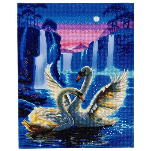 Craft Buddy CAK-XLED7 - Moonlight Swans, 40x50cm LED Crystal Art Kit, Diamond Painting