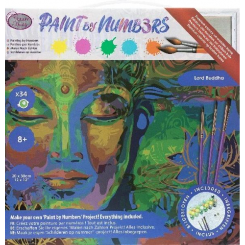 Craft Buddy PBN-3030-016 - Paint by Numbers, Lord Buddha, 30x30cm, Malen nach Zahlen