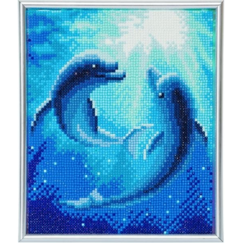 Craft Buddy CAM-12-WHITE - Dolphin Dance, 21x25cm Picture Frame Crystal Art, Diamond Painting