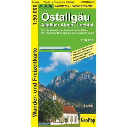 Ostallgäu, Allgäuer Alpen, Lechtal Wander- und Freizeitkarte