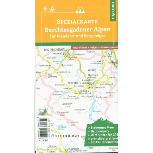 Spezialkarte Berchtesgadener Alpen für Wanderer und Bergsteiger 1 : 40.000