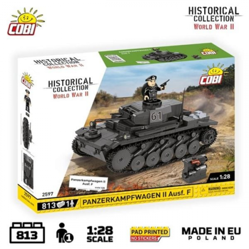 COBI Historical Collection 2597 - Panzerkampfwagen II Aus.f, World War II, 1:28 Bausatz 813 Klemmbausteine/1 Figur