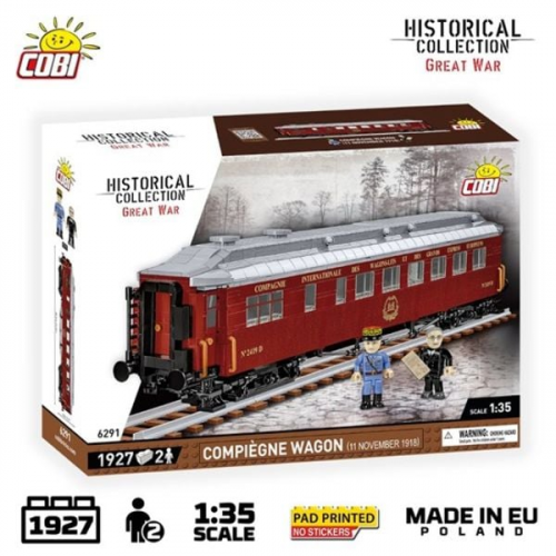 COBI Historical Collection 6291 - Compiègne Wagon (11 November 1918), Speisewagen Orient Express, Bausatz 1:35, 1927 Klemmbausteine/2 Figuren