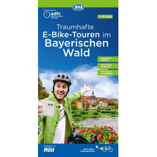 ADFC-Regionalkarte Traumhafte E-Bike-Touren im Bayerischen Wald, 1:75.000, mit Tagestourenvorschlägen, reiß- und wetterfest, GPS-Tracks Download