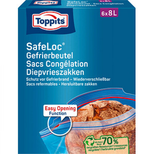 6 Toppits Gefrierbeutel SafeLoc 8,0 l